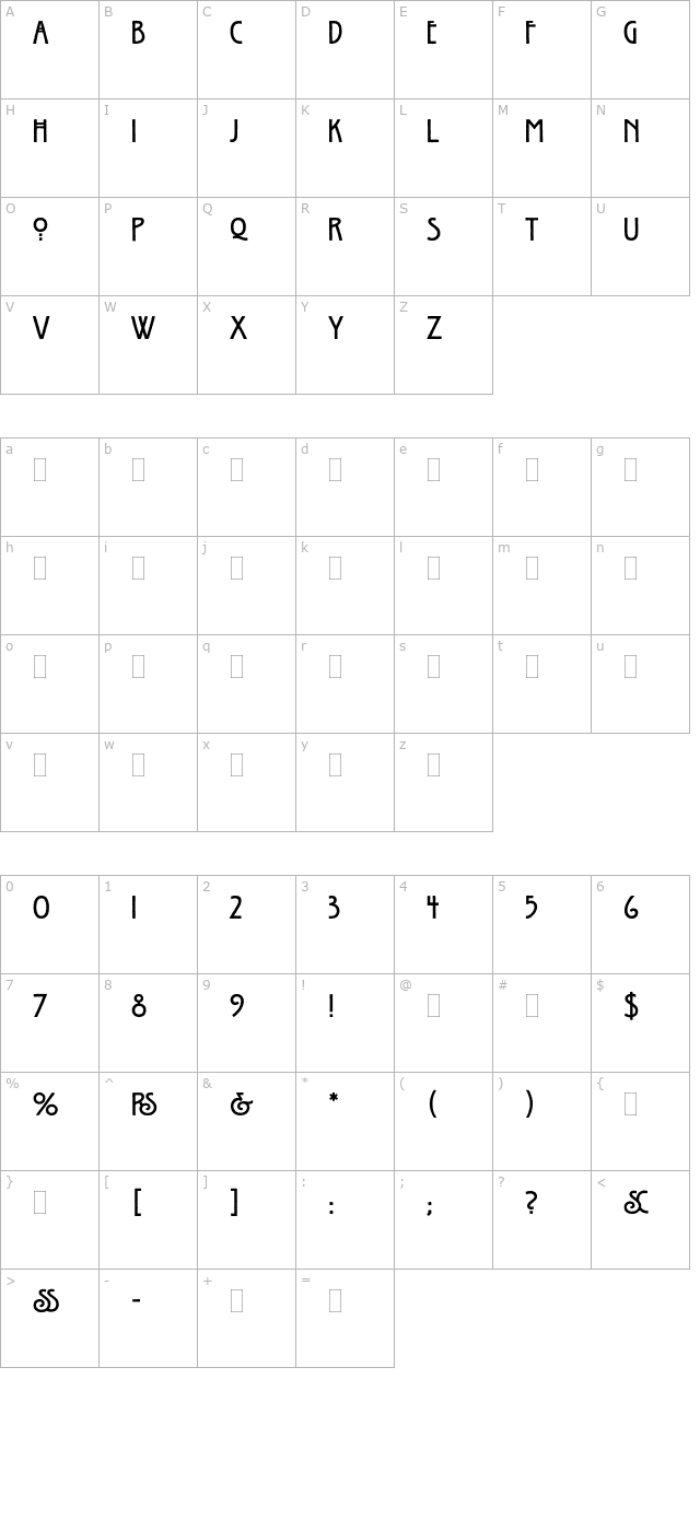 WillowPlain character map