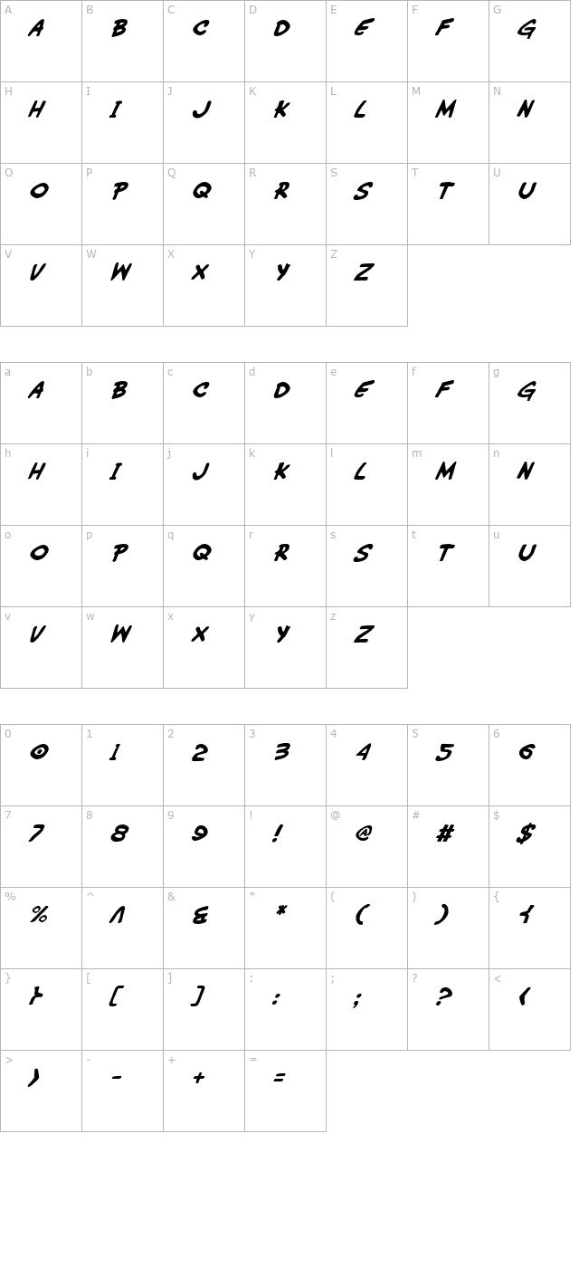wimp-out-italic character map