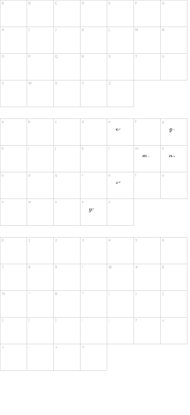 winstonscriptalternates character map