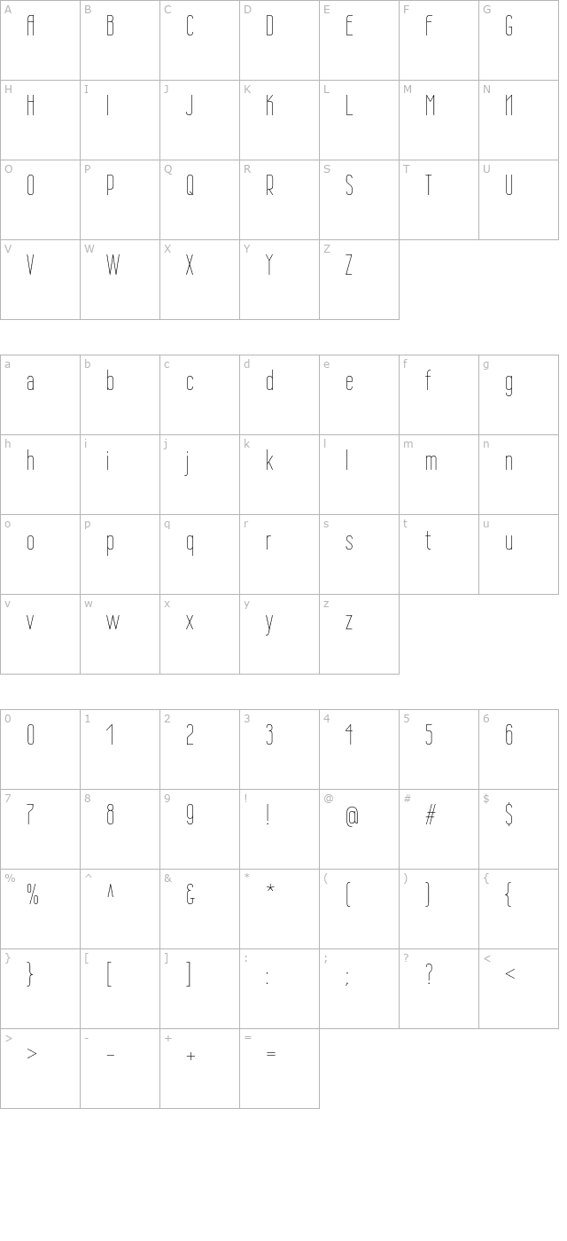 wire-one character map