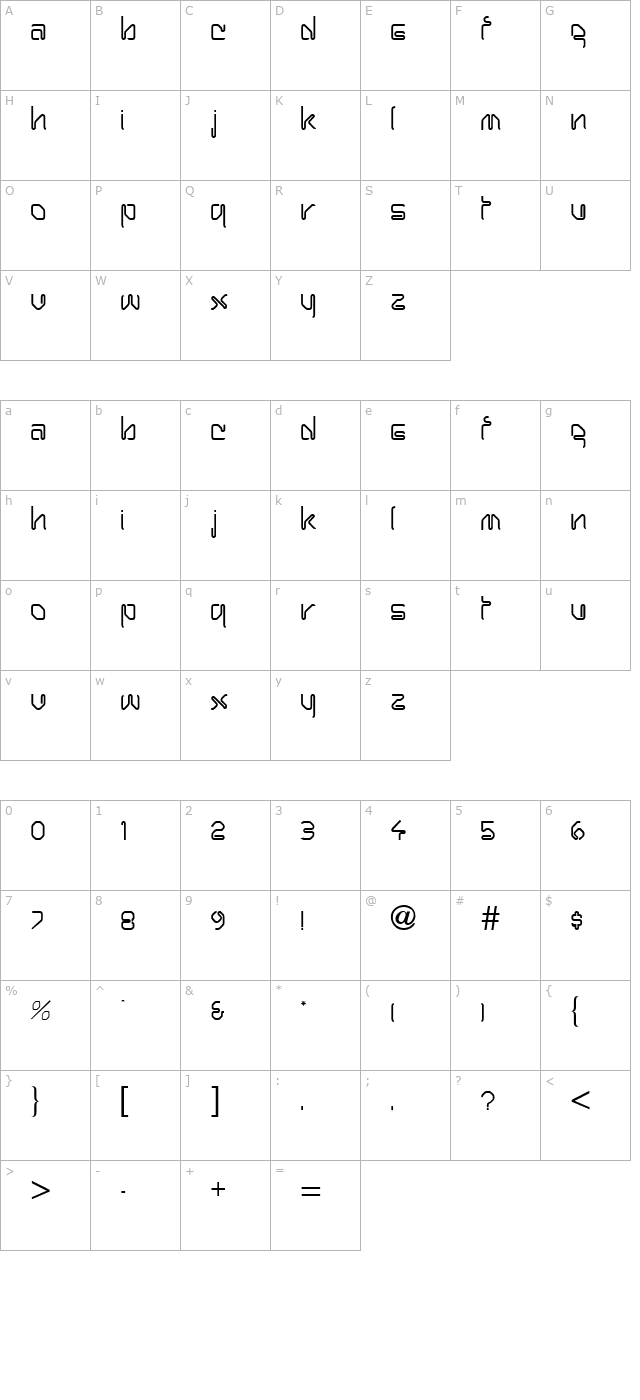 wired-plain character map