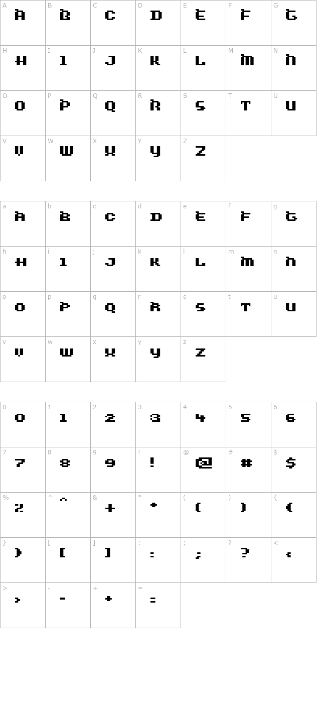 wiredbold character map