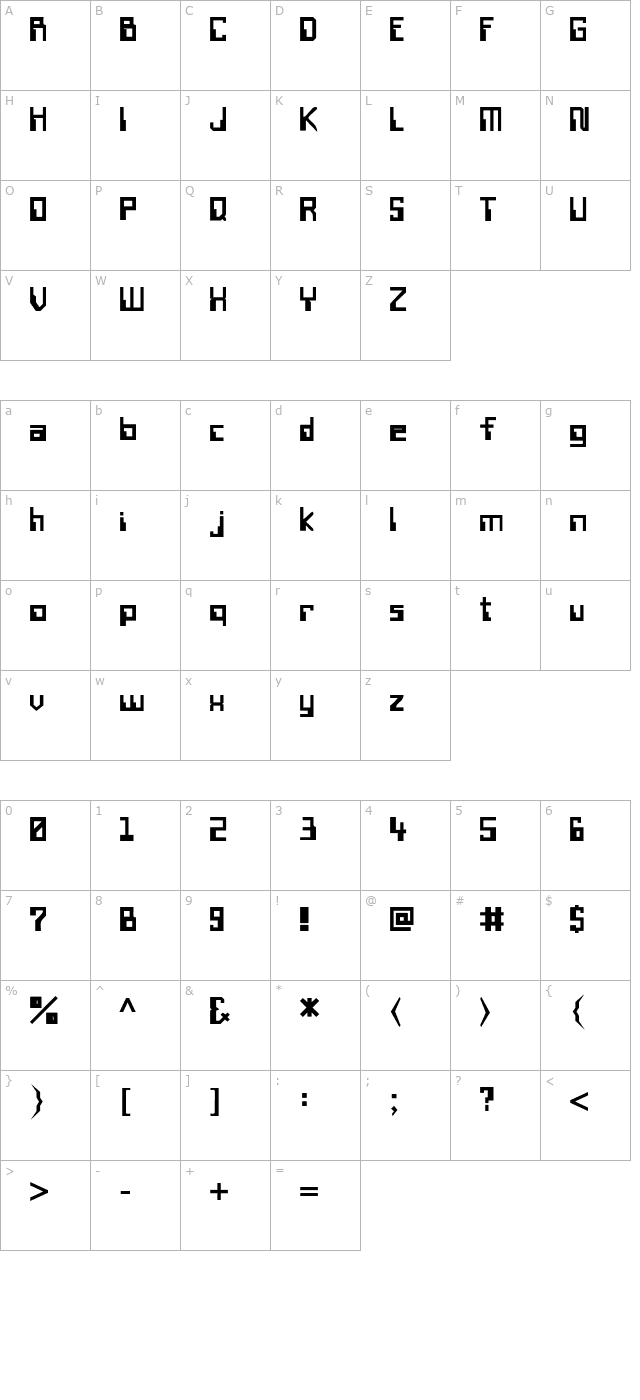 WireTransferSSK Bold character map