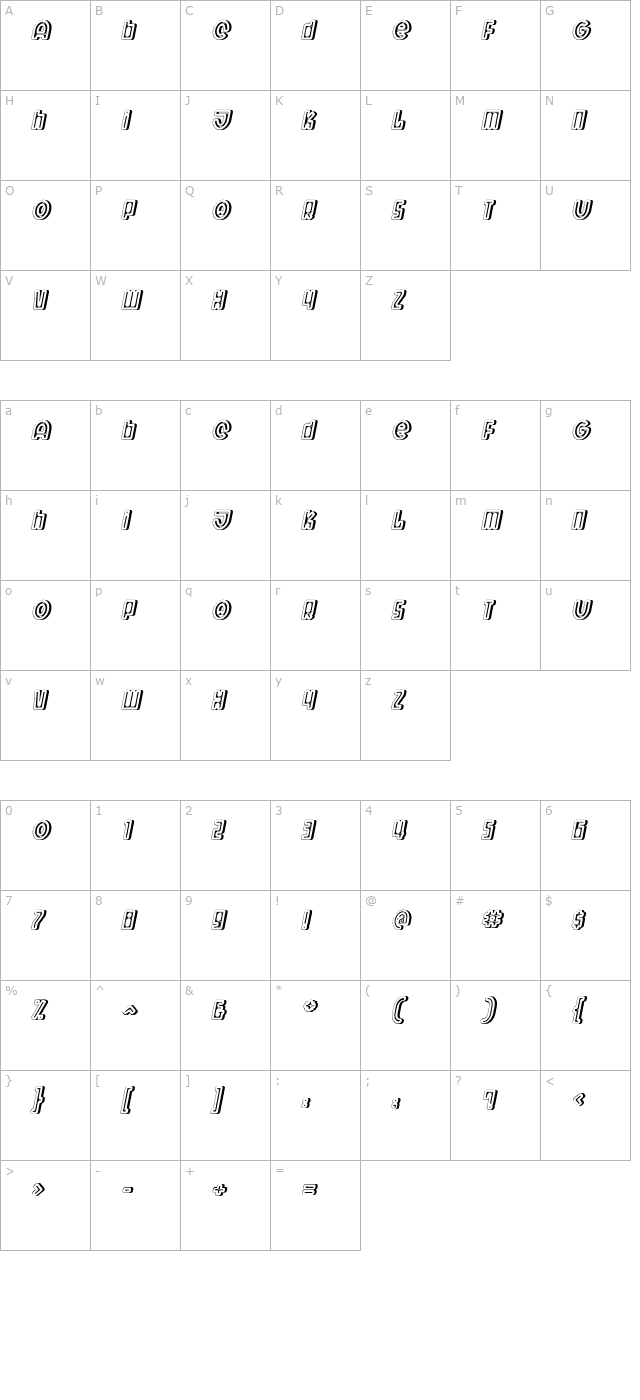 Wit Bold SolidOne character map