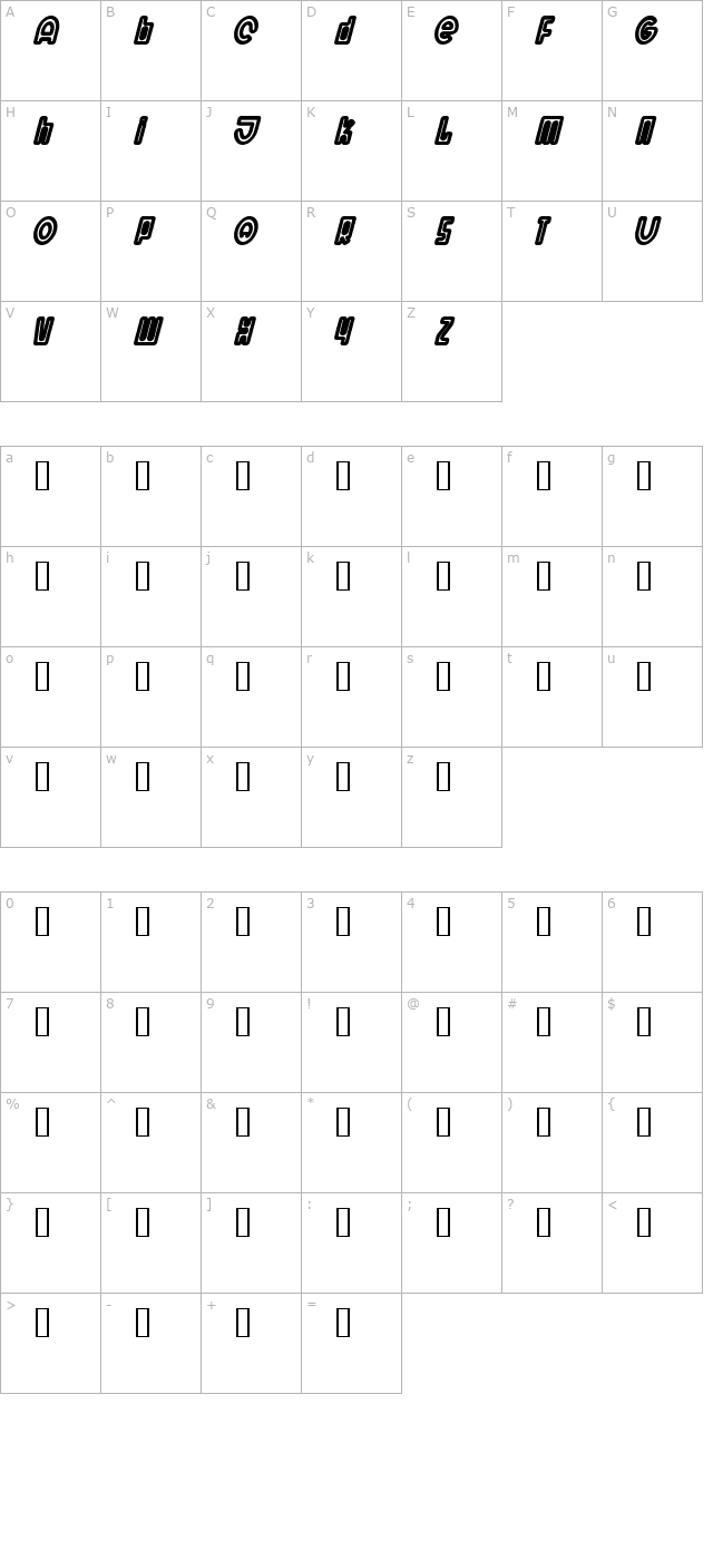 Wit Italic character map