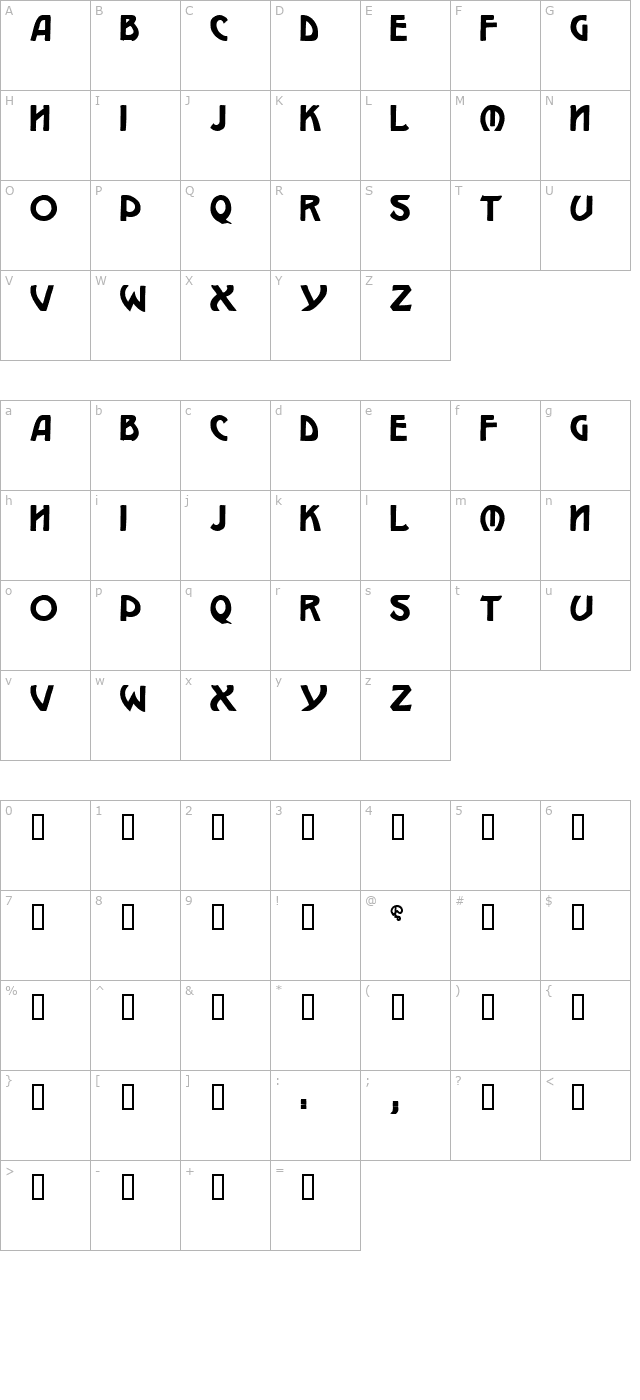 W.J. Pearce 213 character map