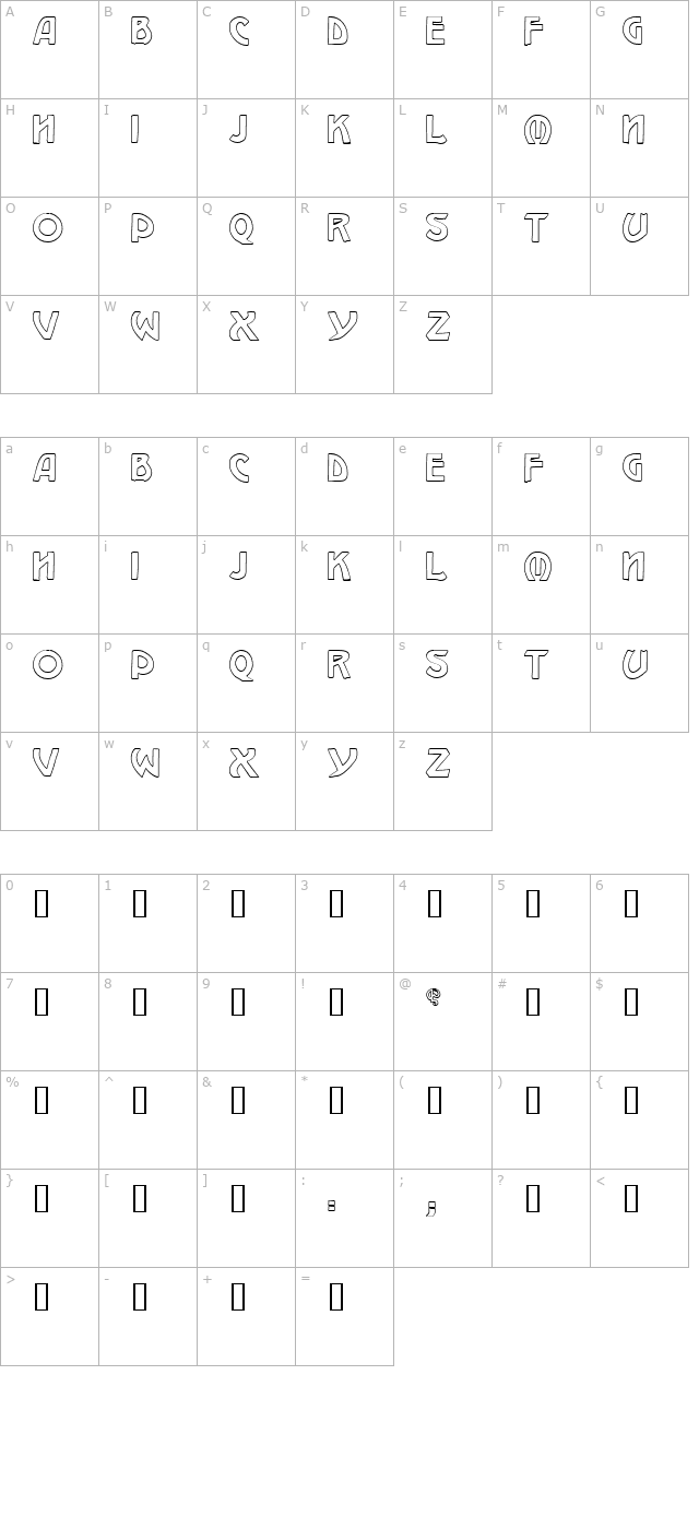 W.J. Pearce hollow character map