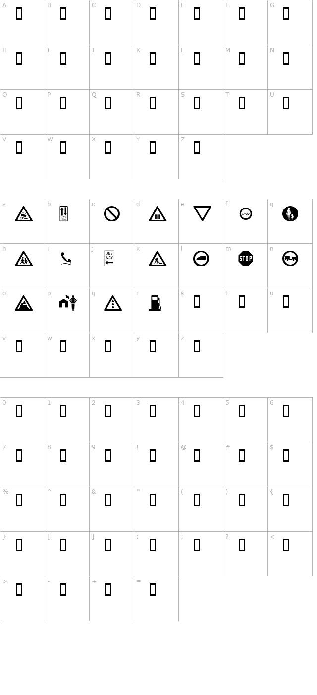 wm-roadsigns character map