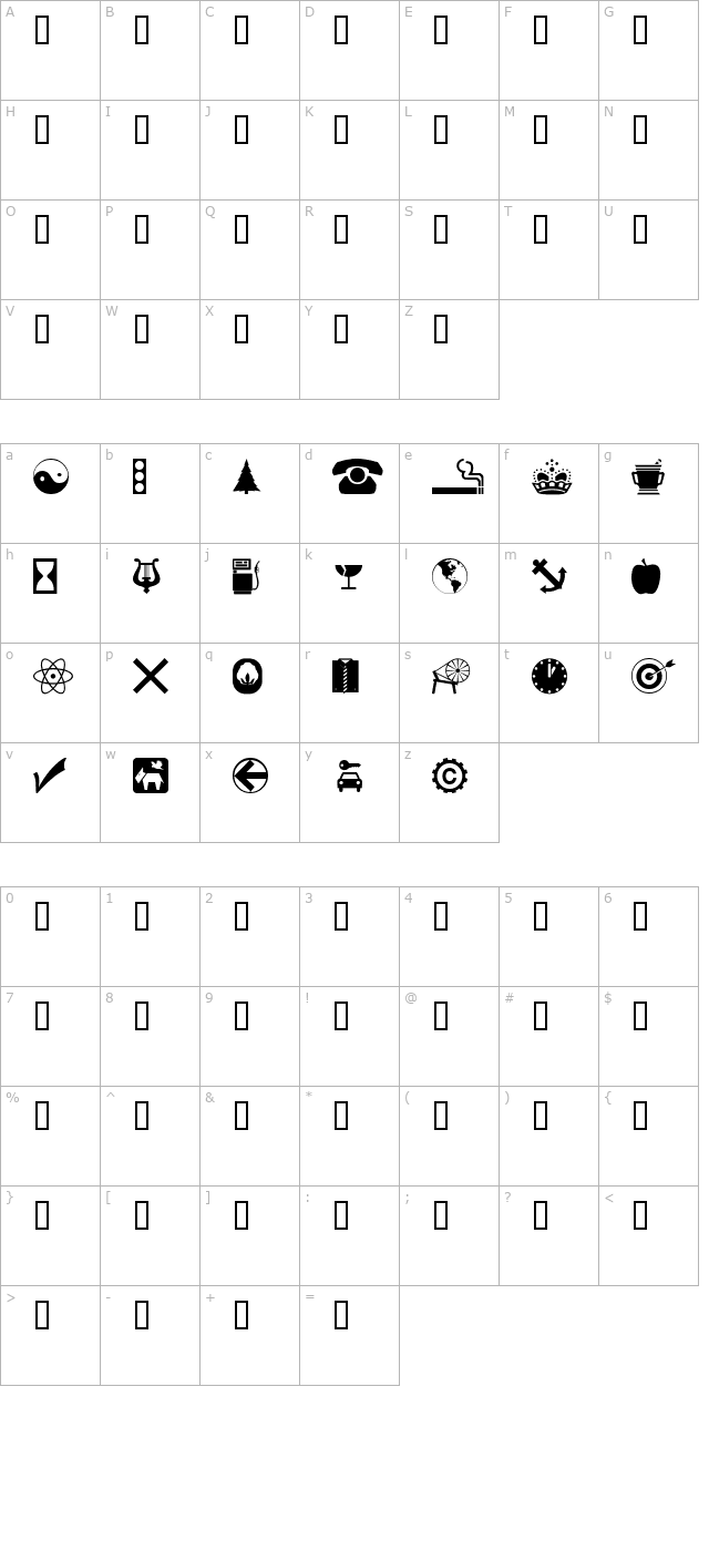 WM Symbols character map
