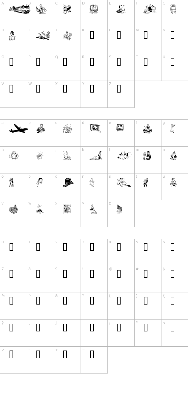 WM The 50s character map