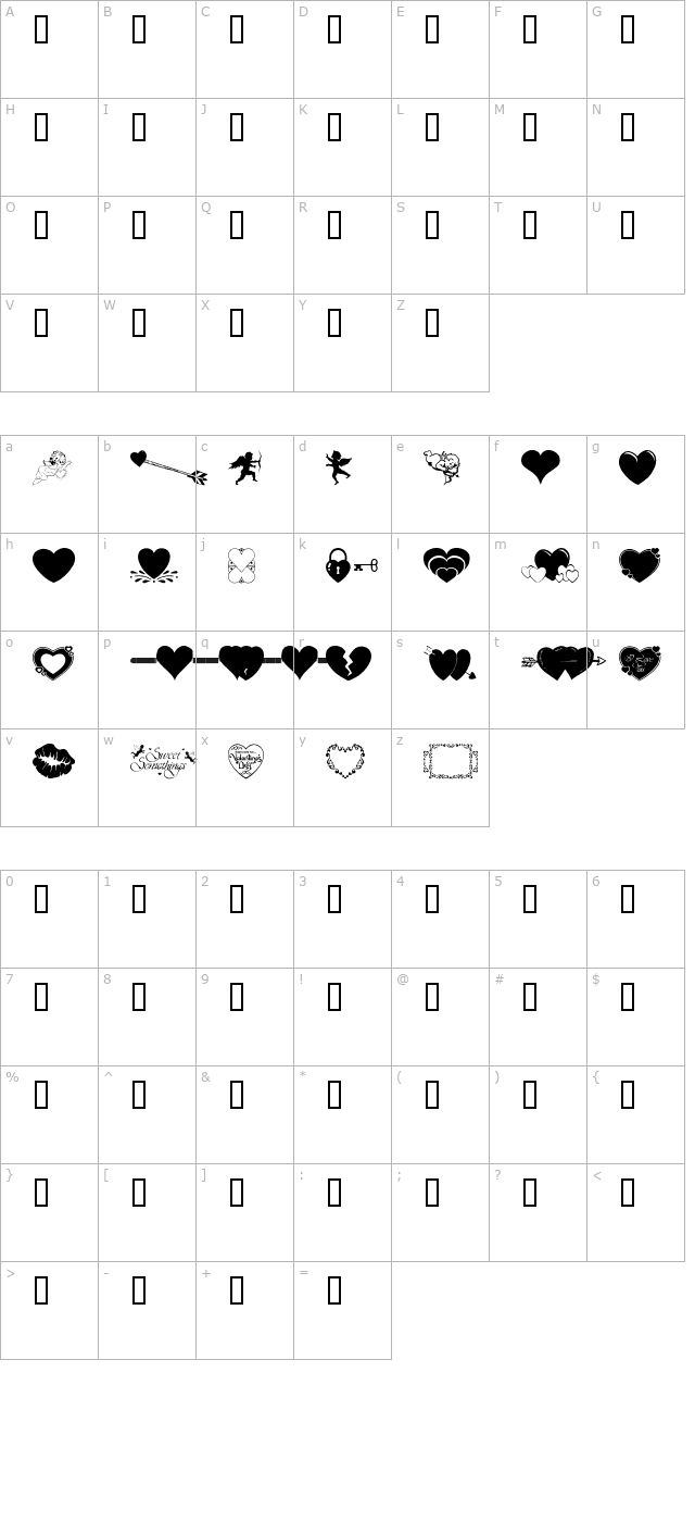 WM Valentine character map