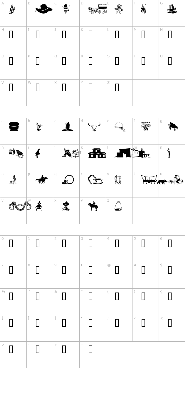 WM Western 1 character map