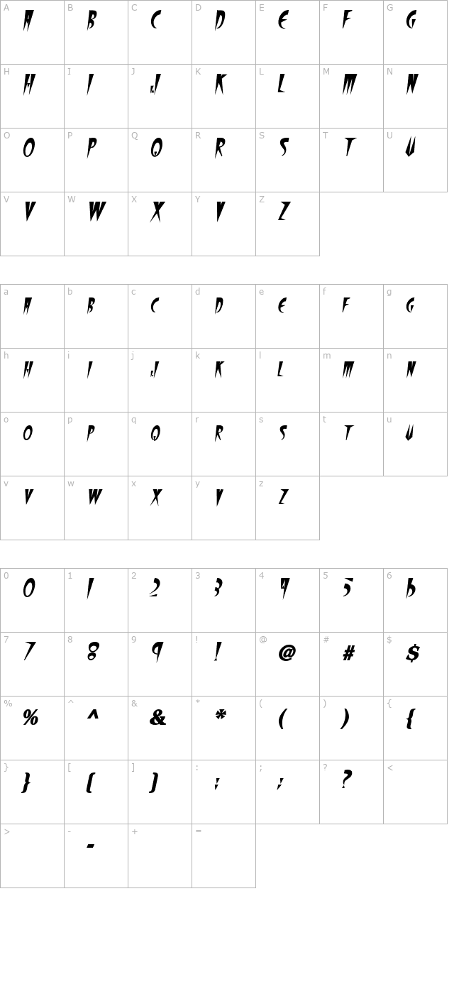 wolfgangcaps-bold-italic character map