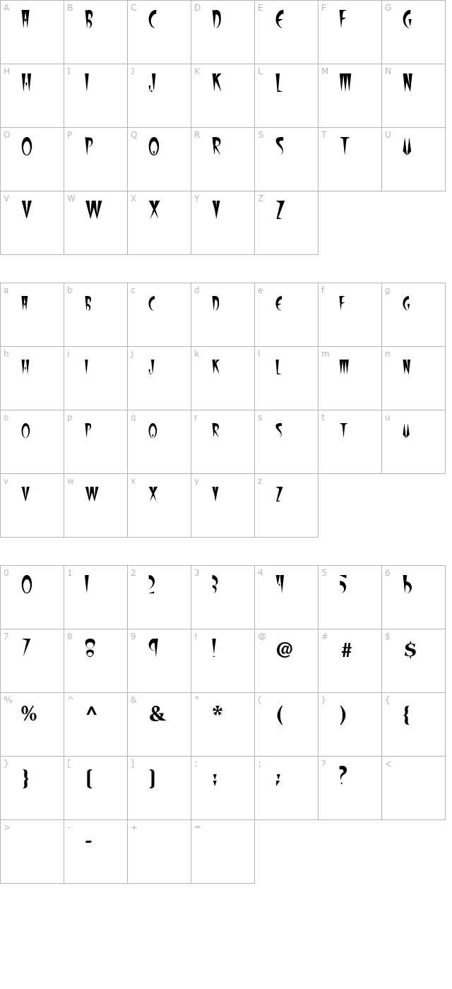 wolfgangcaps character map