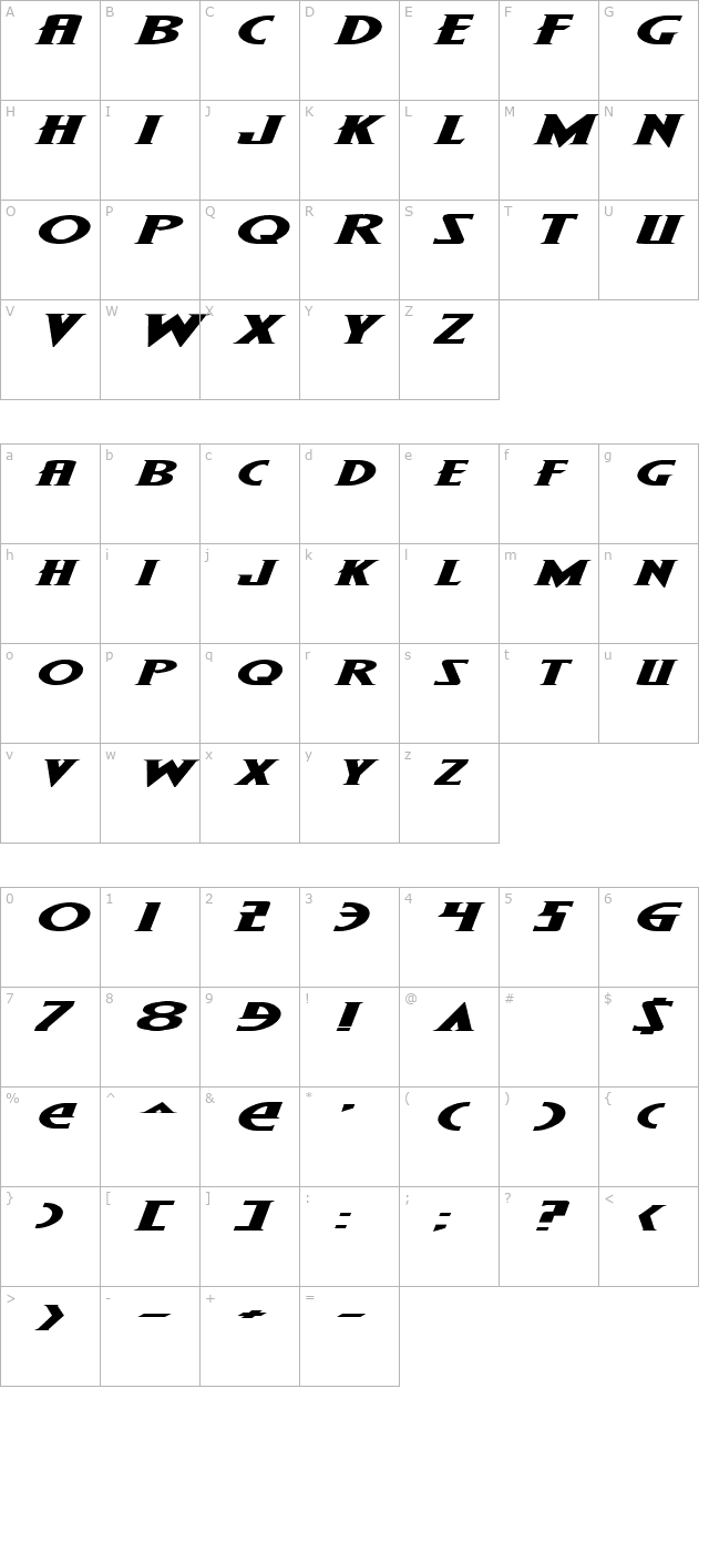 wolfs-bane-expanded-italic character map