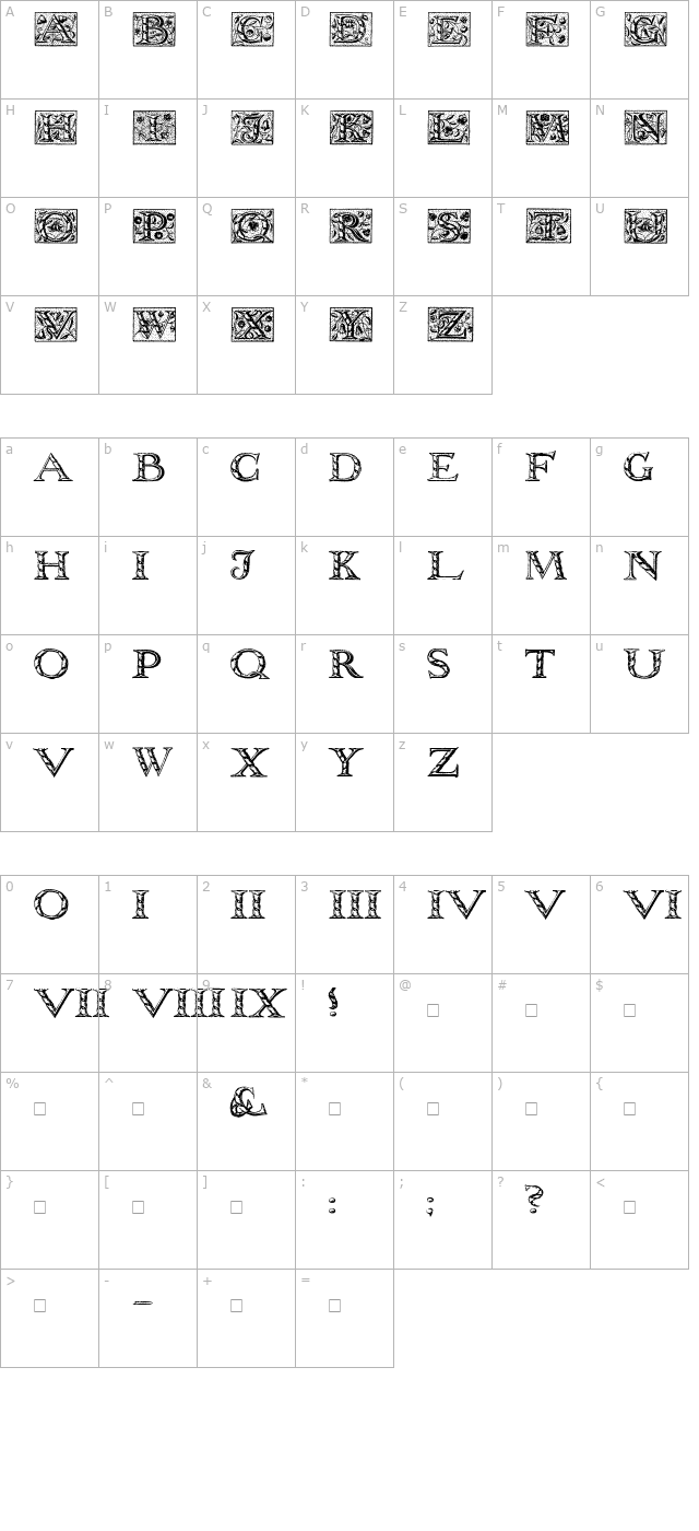 Wolnough Capitals character map