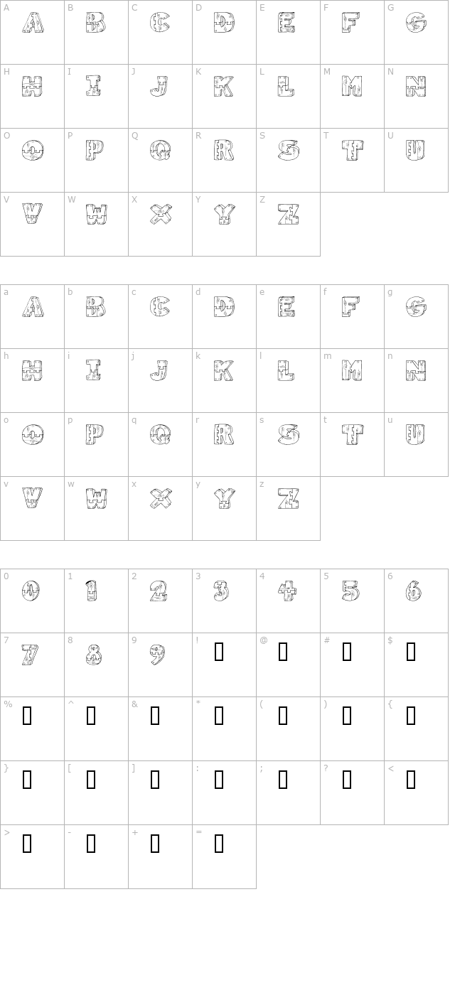 Wood Shapes character map