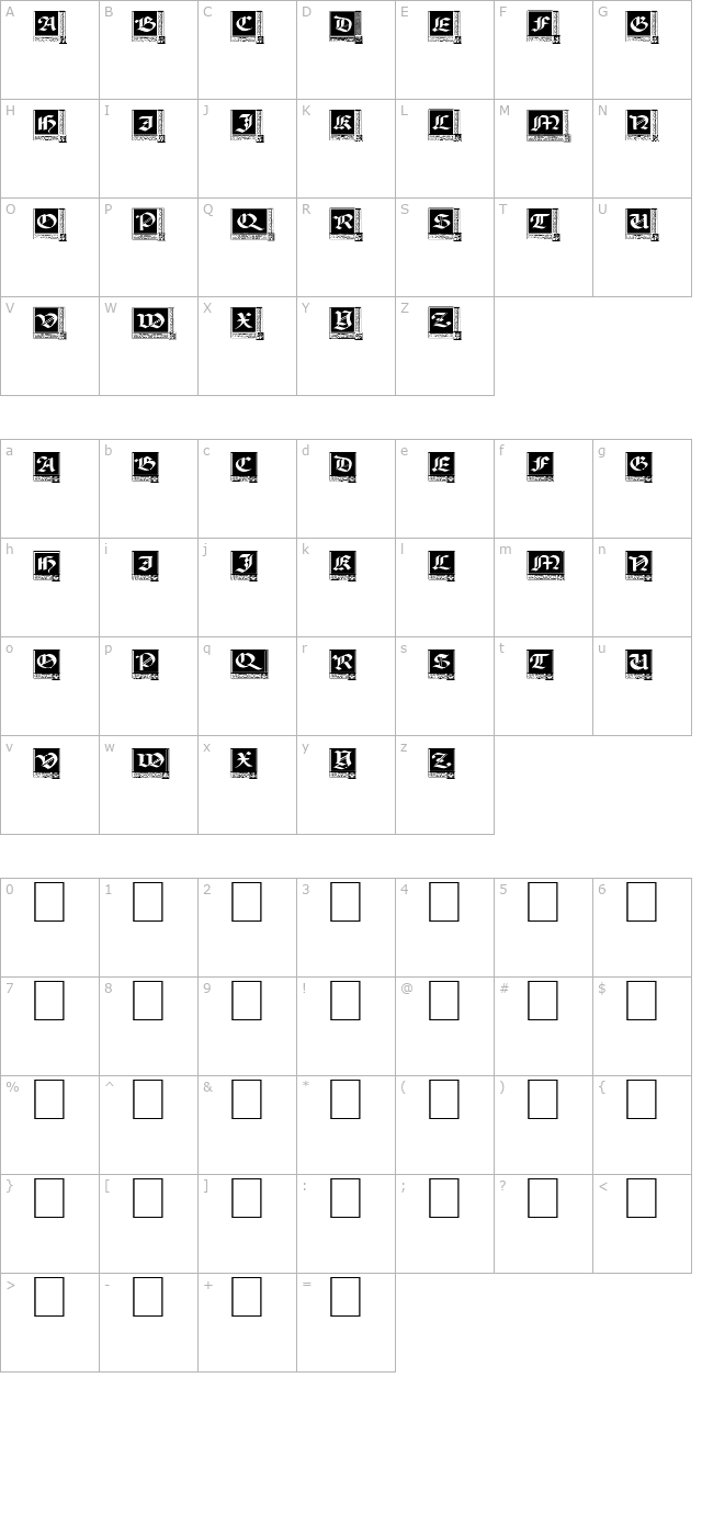 Woodcut_Capitals character map