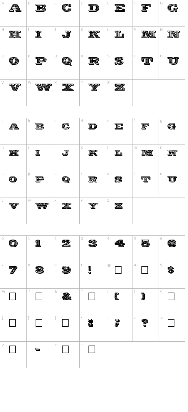 Woodcut character map