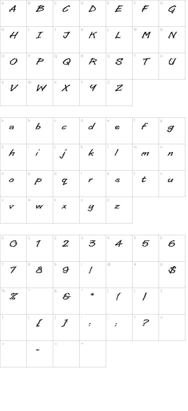 woodcutextended character map