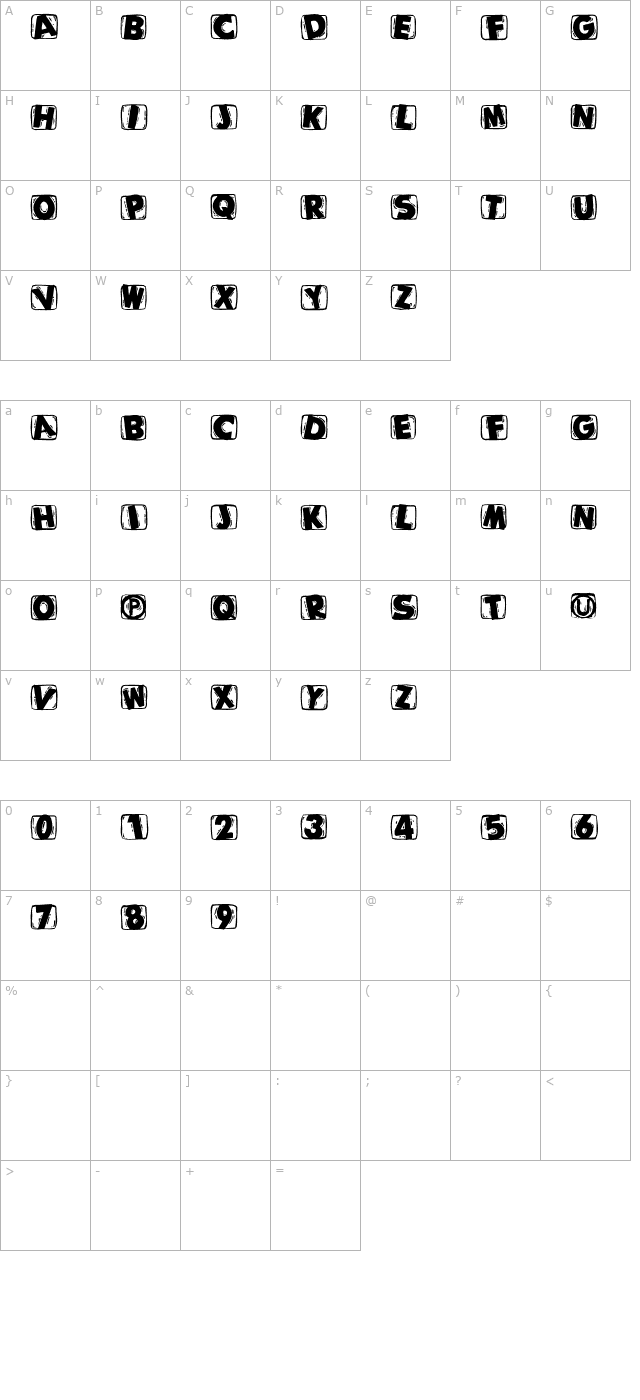 woodcuttedcapsblack character map