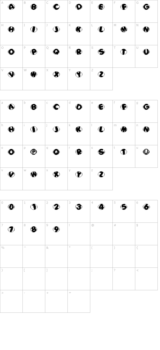 woodcuttedcapsblackfs character map