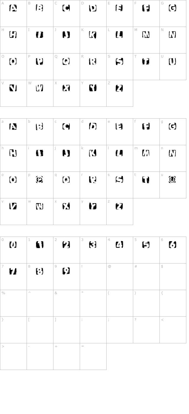 WoodcuttedCapsInvers character map