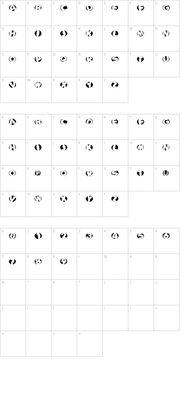 WoodcuttedCapsInversFS character map