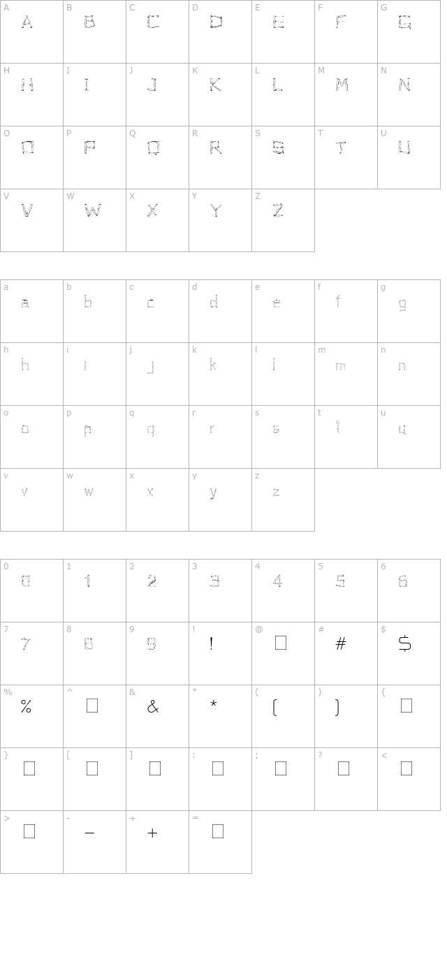 woodenhead character map