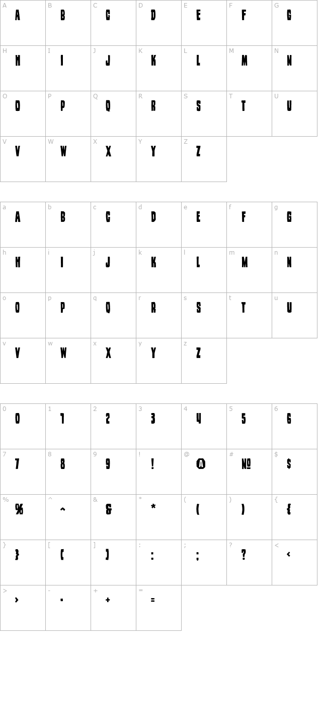 woodstamp character map