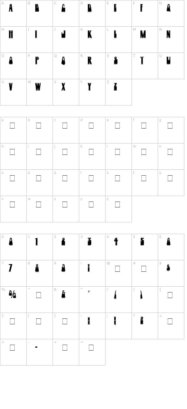 Woogie Display Outline Caps SSi character map