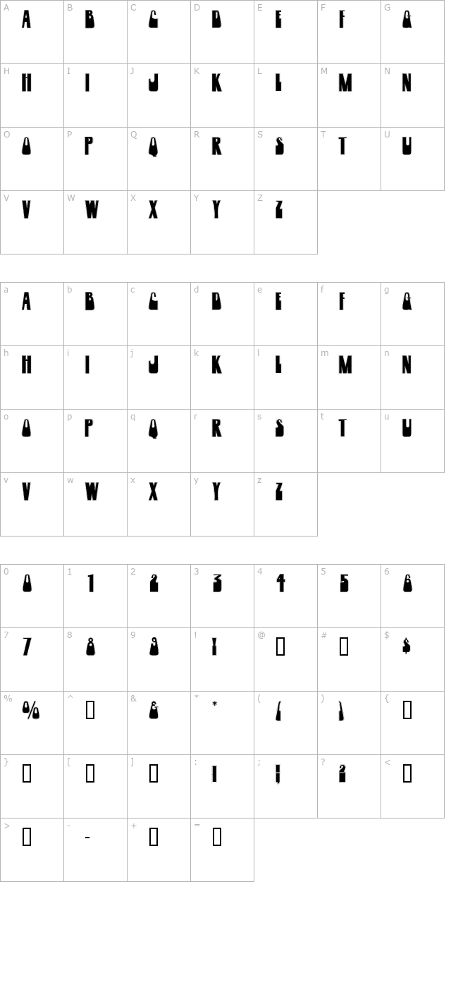 WoogieDisplayOutlineCapsSSK character map