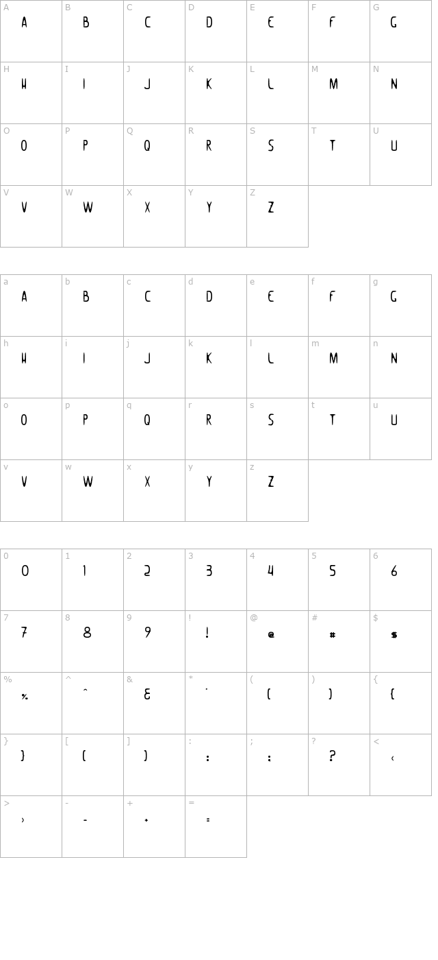 Woomble 002 character map