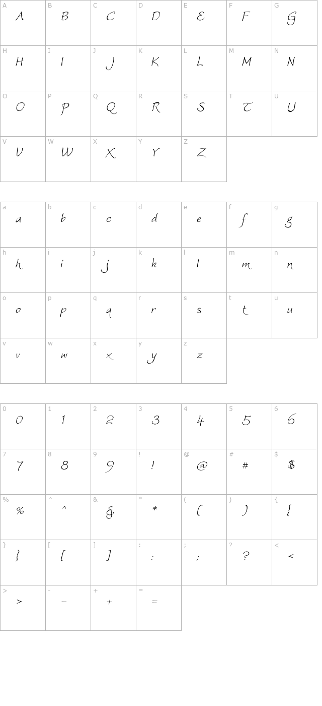 Worstveld Sling Extra Oblique character map