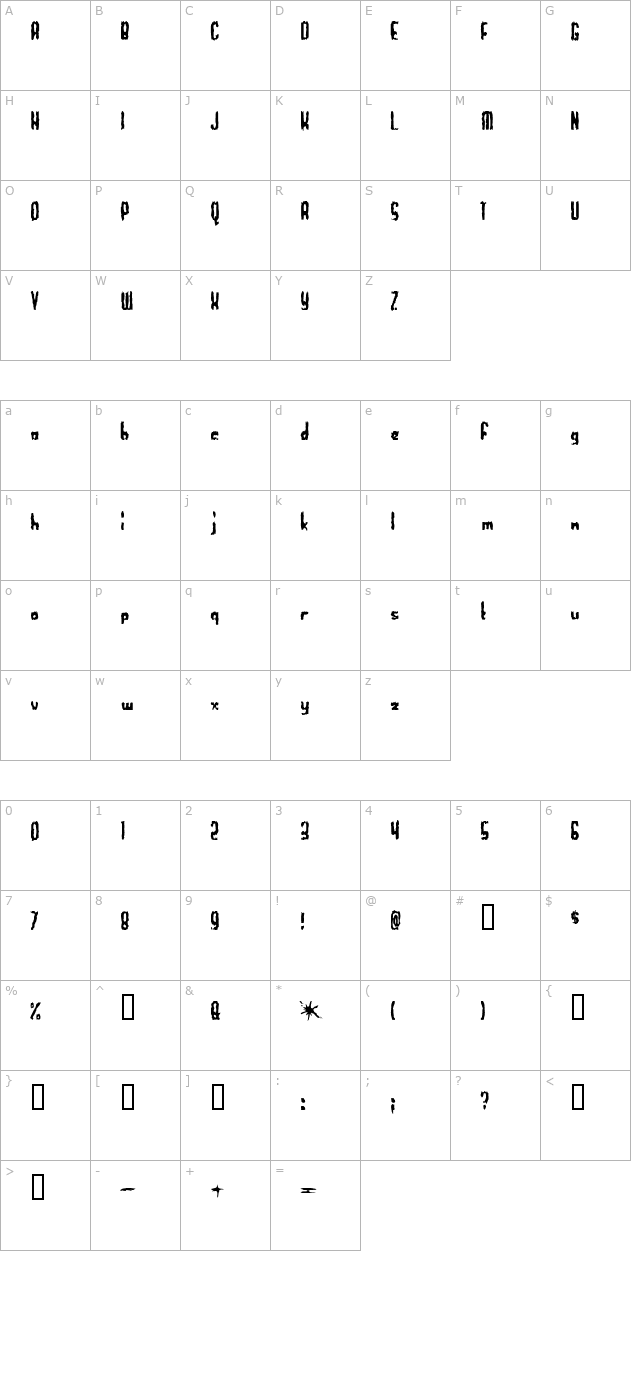 Worthless Bum character map