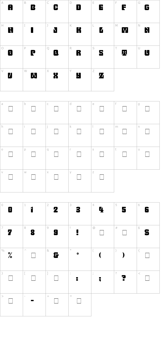 wowser-display-caps-ssi character map