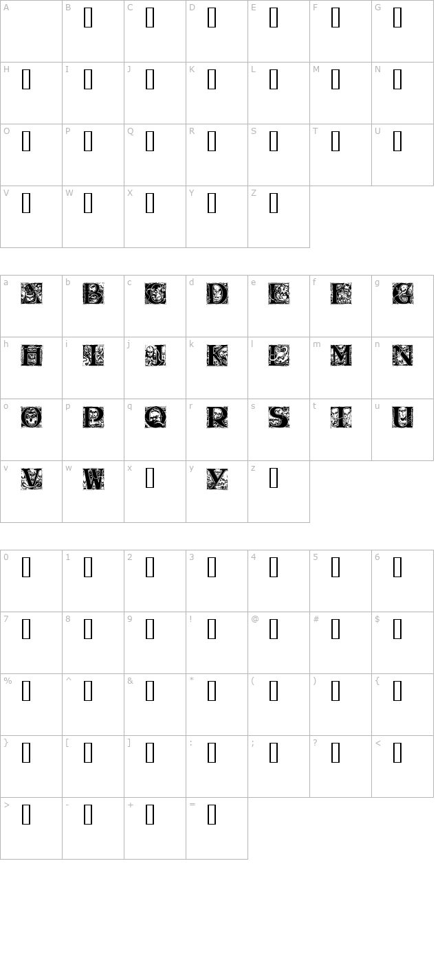 Wraith Caps character map