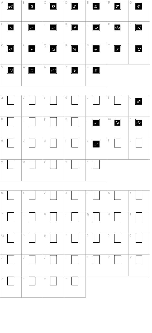 Wrenn Initials Blocked character map