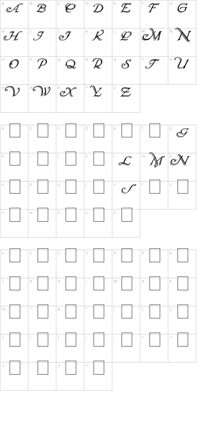 Wrenn Initials Shadowed character map