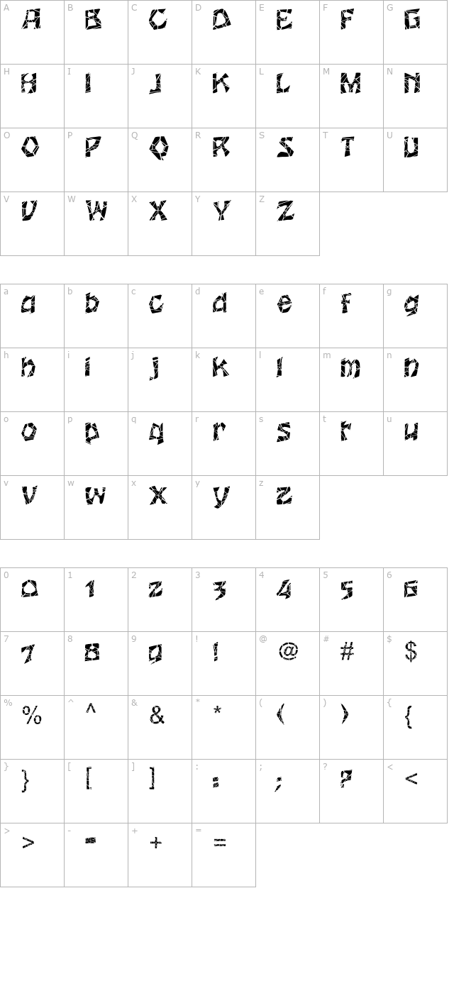 Wrinklecut character map