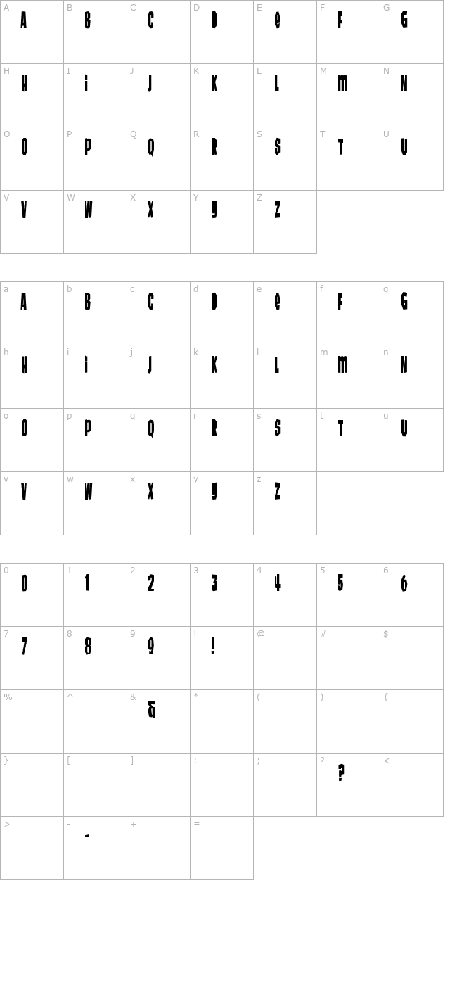 wunderbar character map