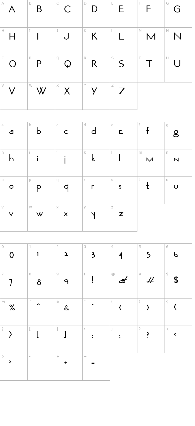 wurker-bold character map