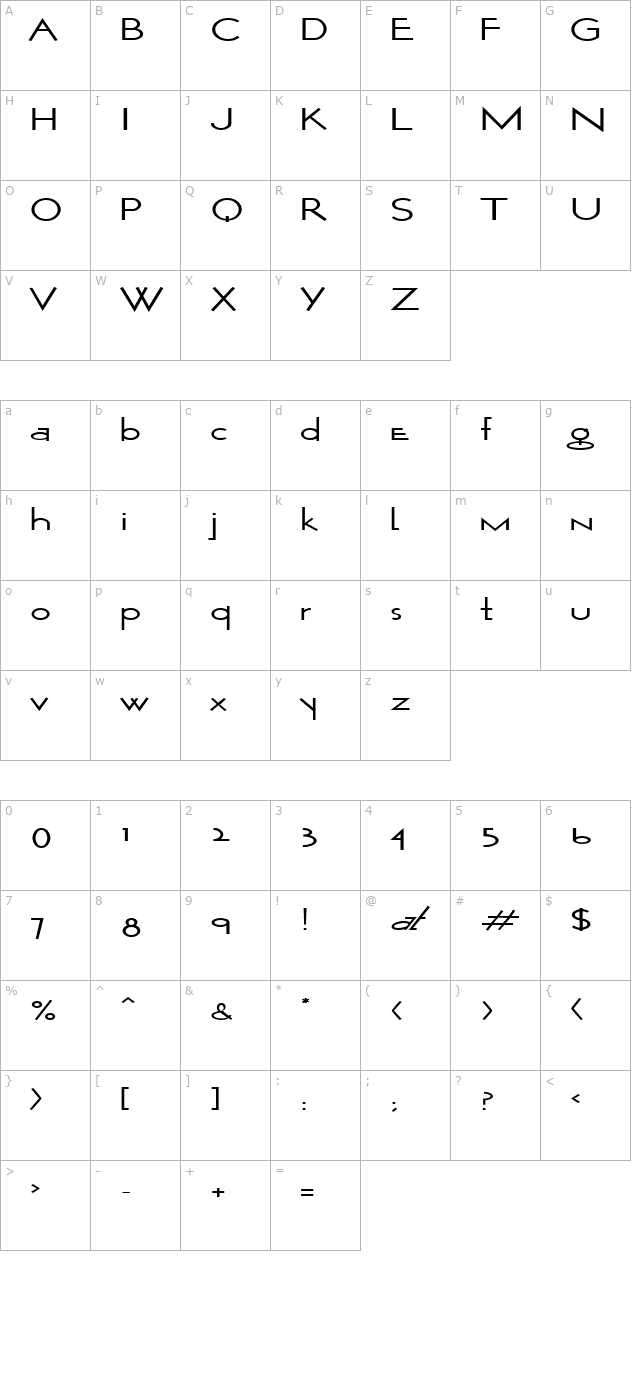 WurkerExtended character map