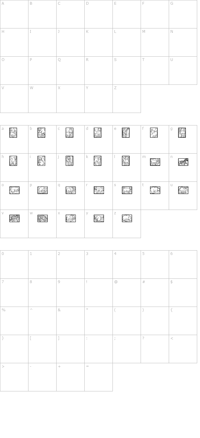 WW Animal Prints character map