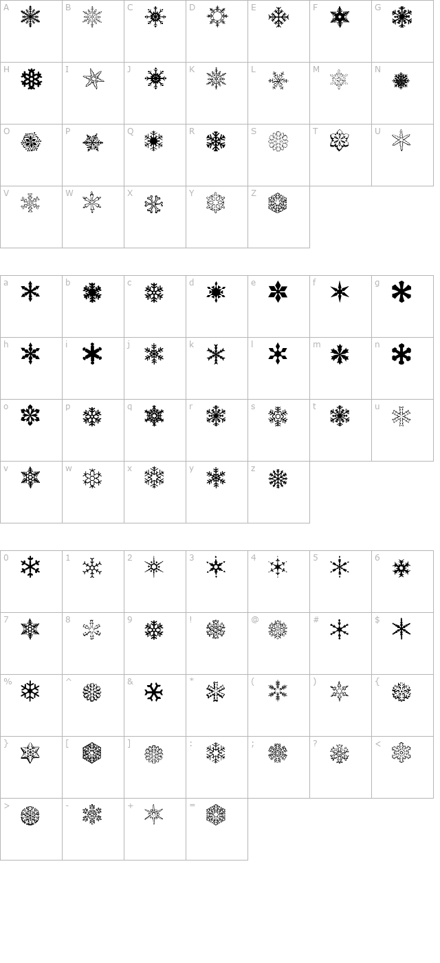 WW Flakes character map