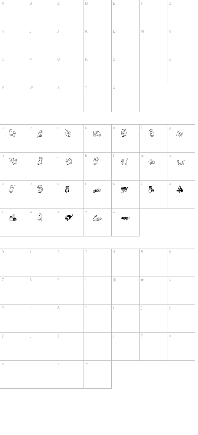 WW KuteKats character map