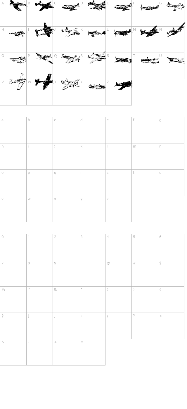 WW2 Aircraft character map