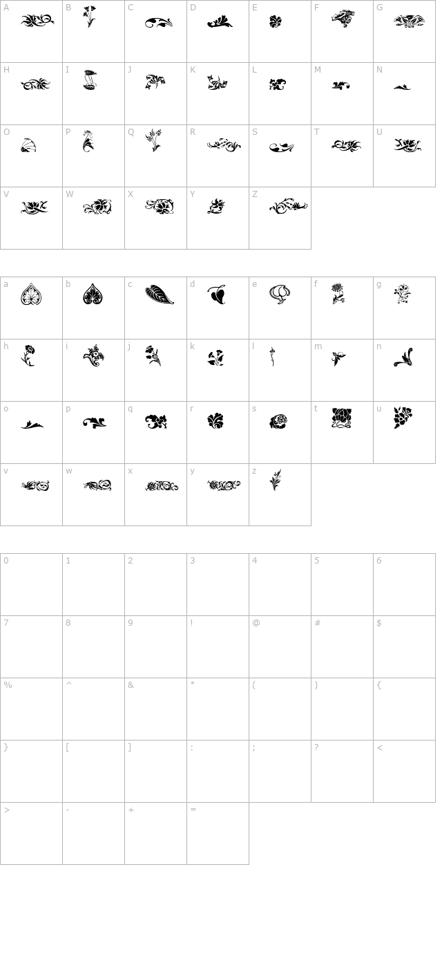 WWFloralCorner character map