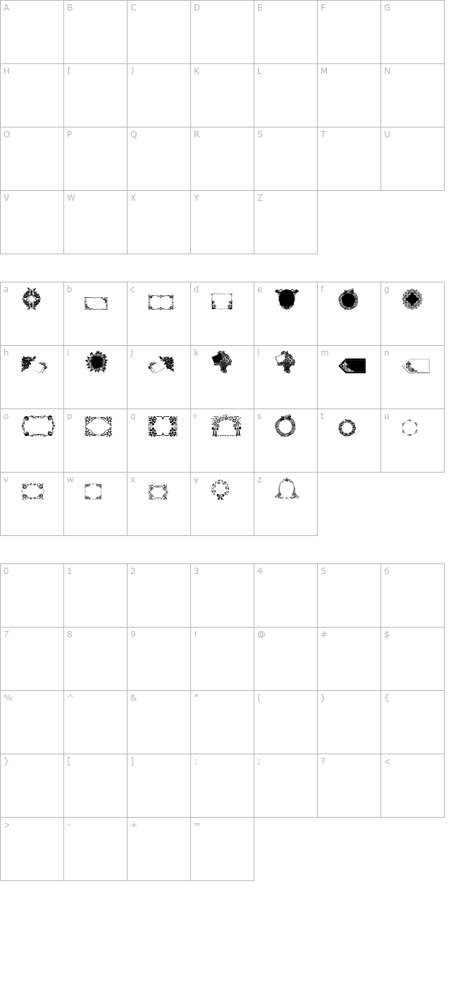 WWFloralGreetings character map