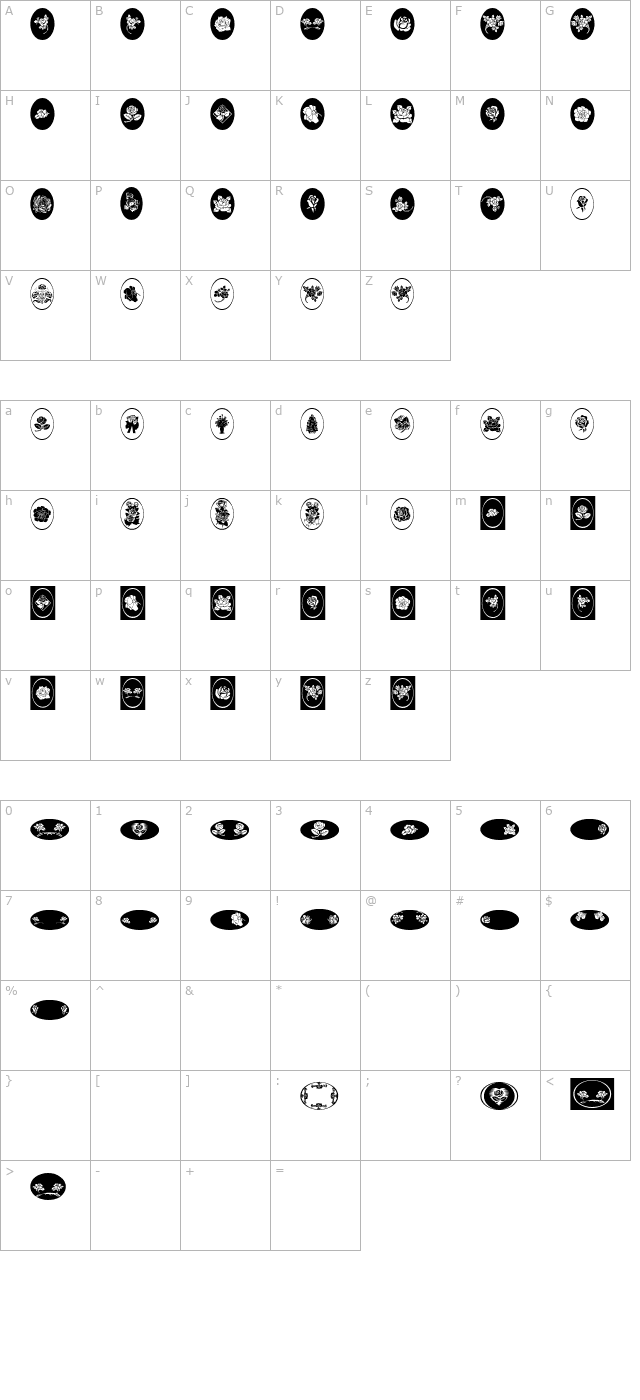 WWRosebud character map